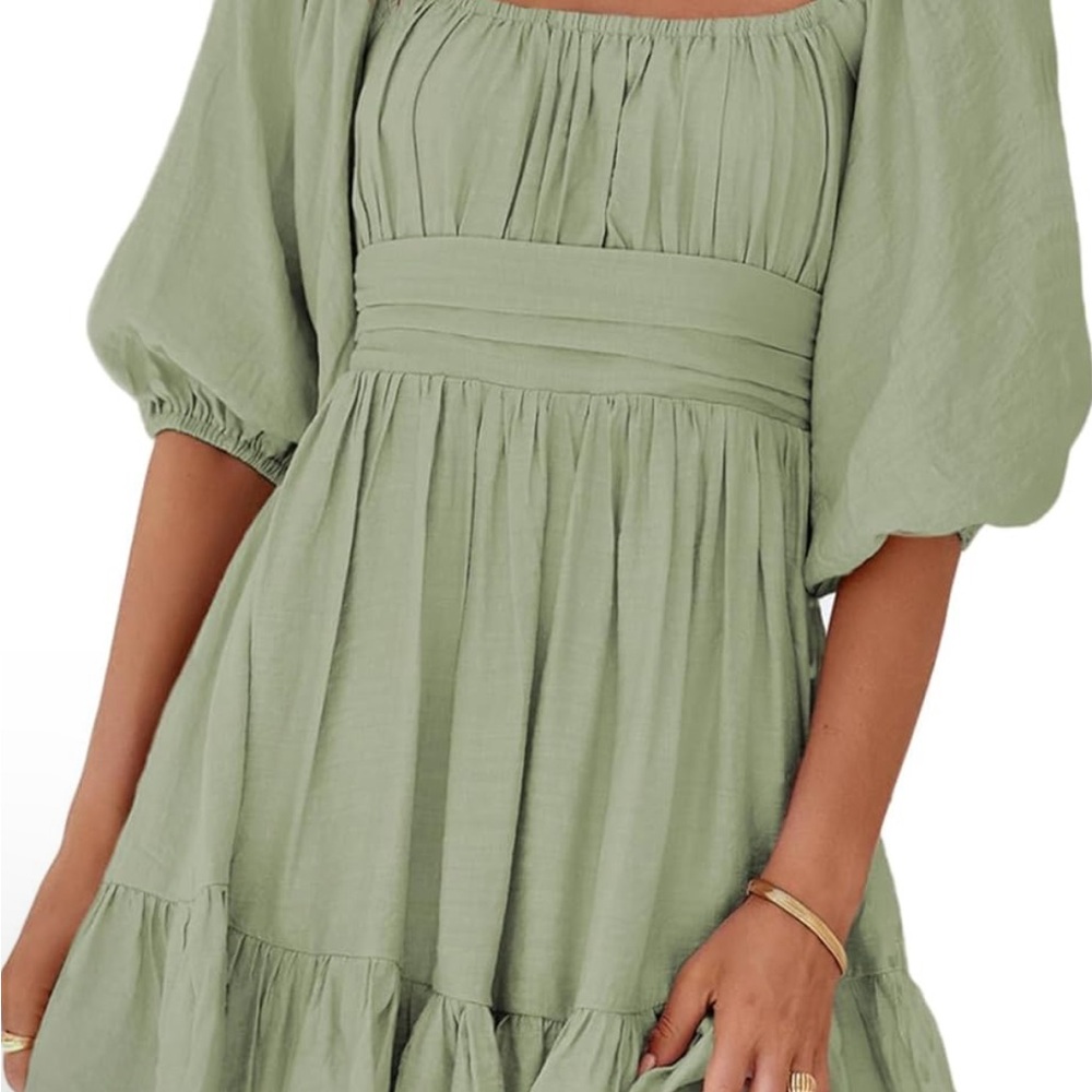 Elegant Olive Off-Shoulder Dress - Picture 4 of 5